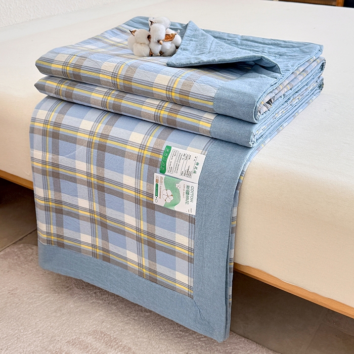 家贝爱 2026新款全棉色织新疆棉花夏被夏凉被空调被 简夕格