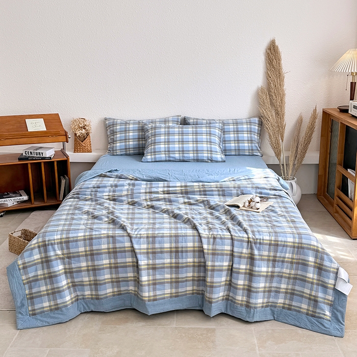 91家纺网 家纺一手货源 找家纺 家贝爱 2026新款全棉色织新疆棉花夏被夏凉被空调被 简夕格