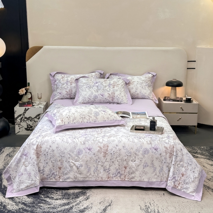 91家纺网 家纺一手货源 找家纺 新款凉感天丝棉夏被夏凉被空调被夏被四件套系列 盛夏紫