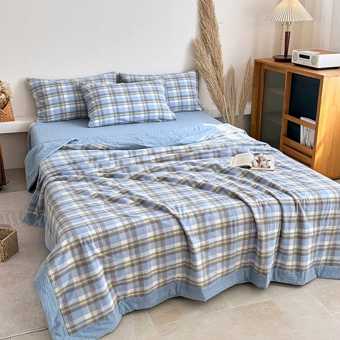 91家纺网 家纺一手货源 找家纺 家贝爱 2026新款全棉色织新疆棉花夏被夏凉被空调被 简夕格