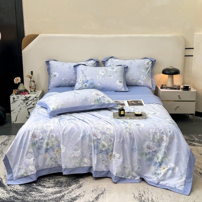 91家纺网 家纺一手货源 找家纺 新款凉感天丝棉夏被夏凉被空调被夏被四件套系列 水韵紫