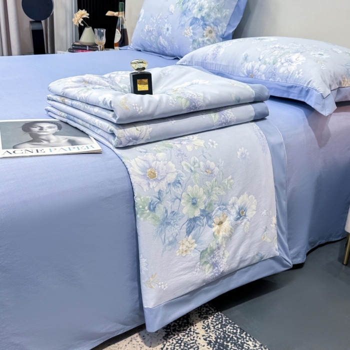 91家纺网 家纺一手货源 找家纺 新款凉感天丝棉夏被夏凉被空调被夏被四件套系列 水韵紫