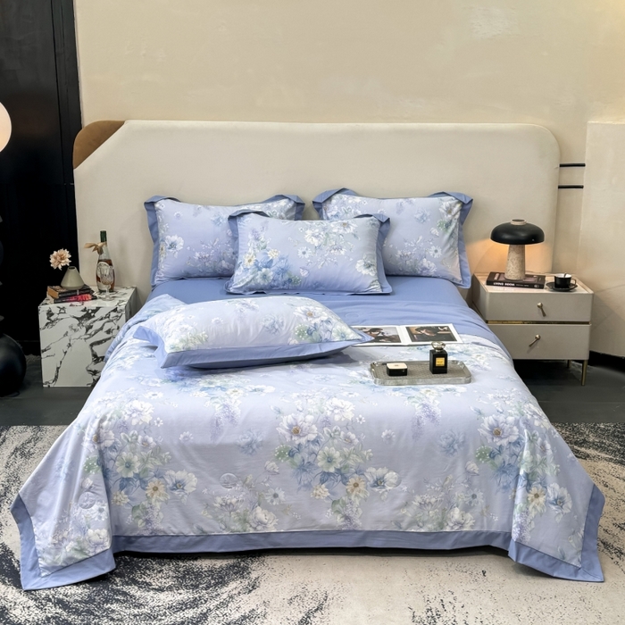 91家纺网 家纺一手货源 找家纺 新款凉感天丝棉夏被夏凉被空调被夏被四件套系列 水韵紫