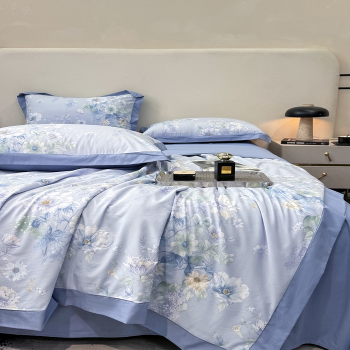 91家纺网 家纺一手货源 找家纺 新款凉感天丝棉夏被夏凉被空调被夏被四件套系列 水韵紫