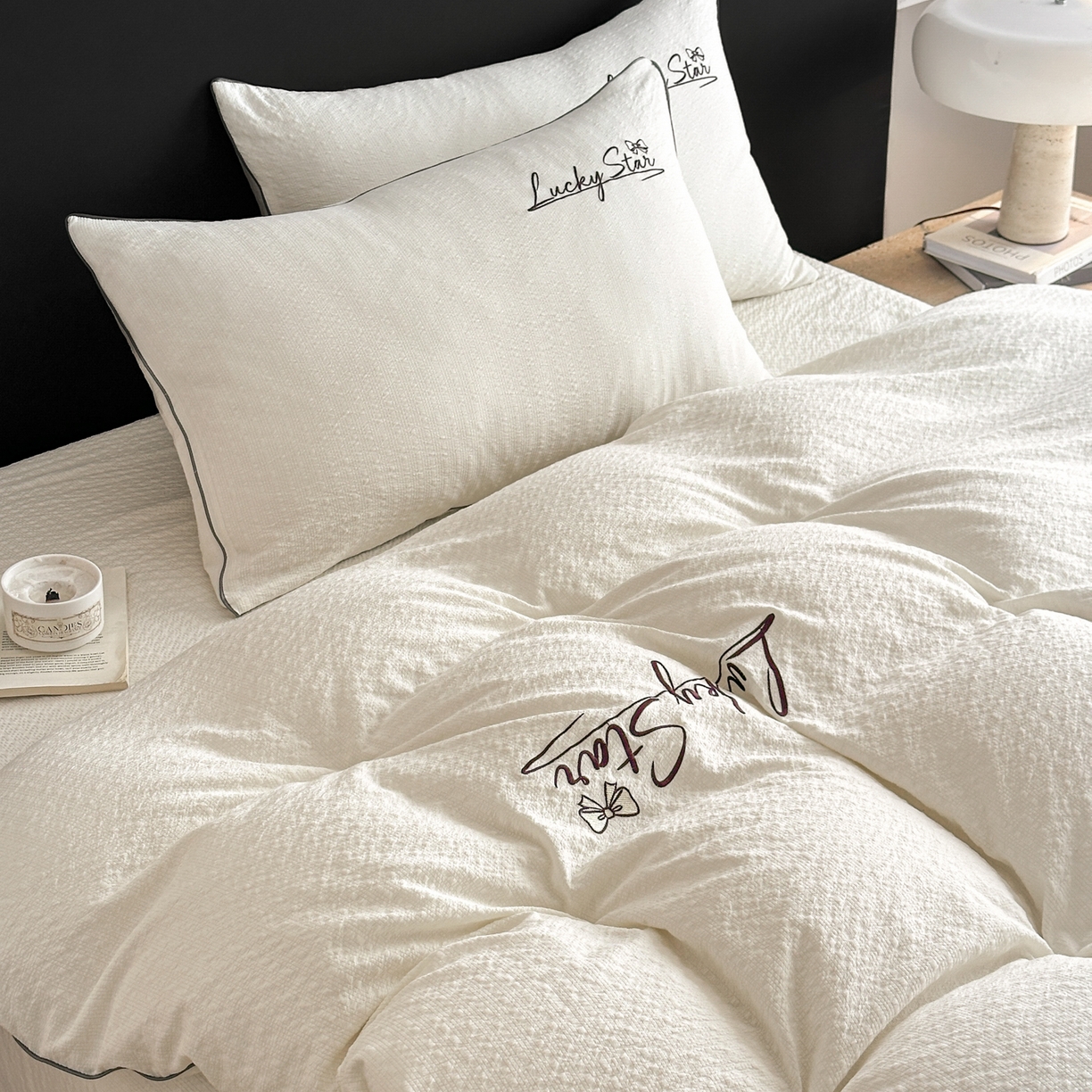 91家纺网 家纺一手货源 找家纺 利欧 2026新款水洗棉四件套提花四件套刺绣四件套-幸运 幸运米黄