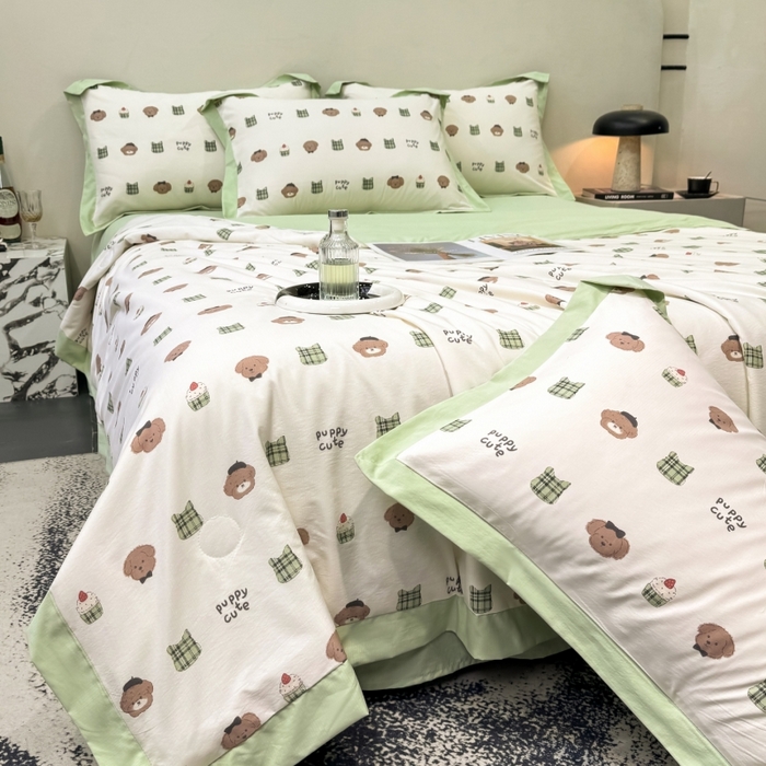 91家纺网 家纺一手货源 找家纺 新款凉感天丝棉夏被夏凉被空调被夏被四件套系列 甜点熊