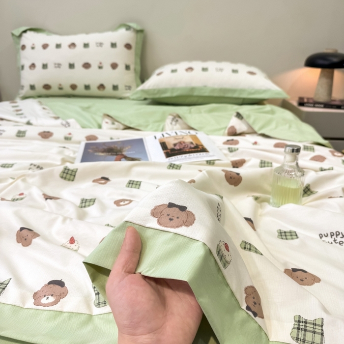 91家纺网 家纺一手货源 找家纺 新款凉感天丝棉夏被夏凉被空调被夏被四件套系列 甜点熊