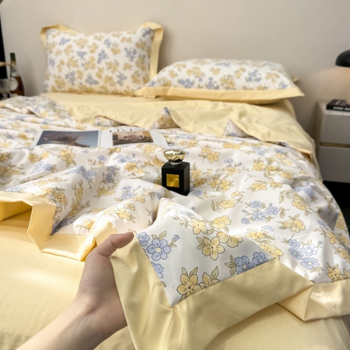 91家纺网 家纺一手货源 找家纺 新款凉感天丝棉夏被夏凉被空调被夏被四件套系列 宛秋黄