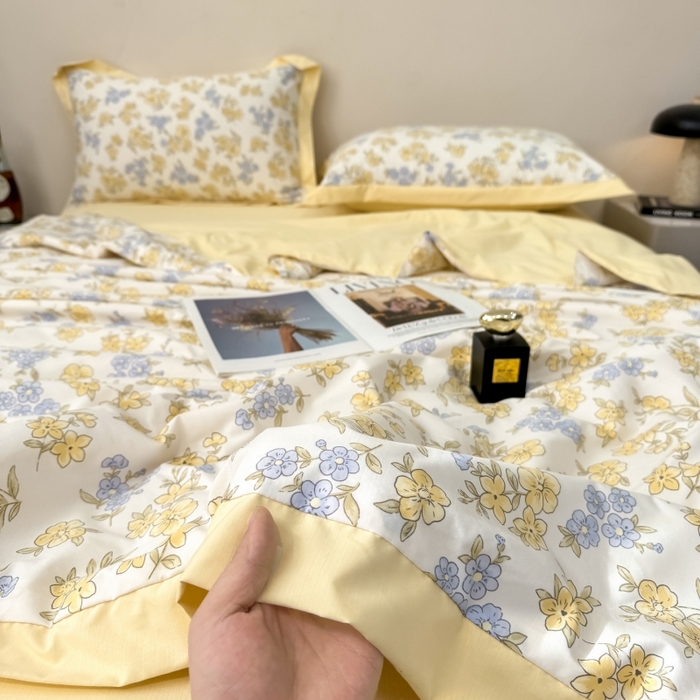 91家纺网 家纺一手货源 找家纺 新款凉感天丝棉夏被夏凉被空调被夏被四件套系列 宛秋黄