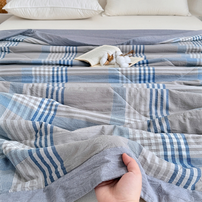 91家纺网 家纺一手货源 找家纺 家贝爱 2026新款全棉色织新疆棉花夏被夏凉被空调被 简易蓝