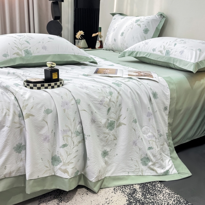 新款凉感天丝棉夏被夏凉被空调被夏被四件套系列 温岚绿