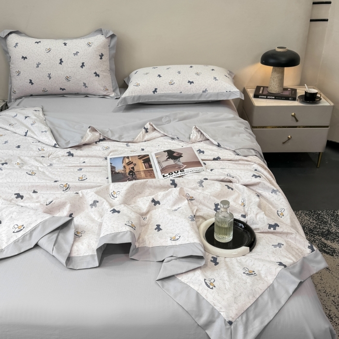 91家纺网 家纺一手货源 找家纺 新款凉感天丝棉夏被夏凉被空调被夏被四件套系列 小木马