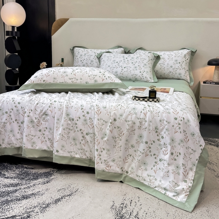 91家纺网 家纺一手货源 找家纺 新款凉感天丝棉夏被夏凉被空调被夏被四件套系列 新芽儿