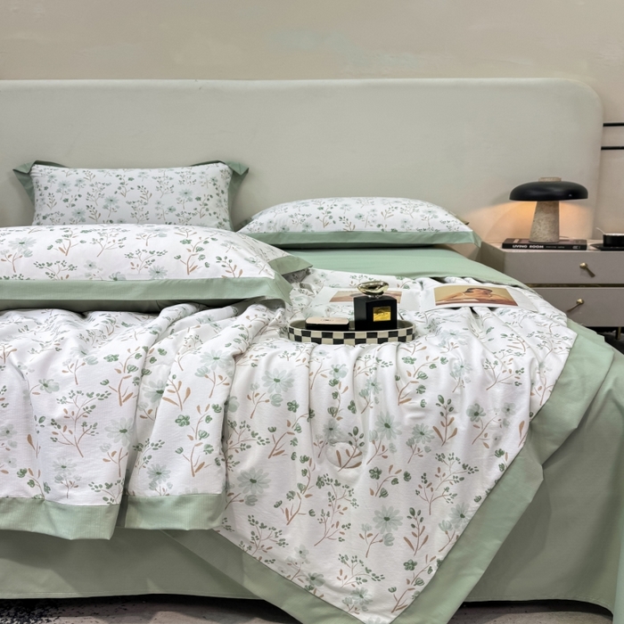 91家纺网 家纺一手货源 找家纺 新款凉感天丝棉夏被夏凉被空调被夏被四件套系列 新芽儿