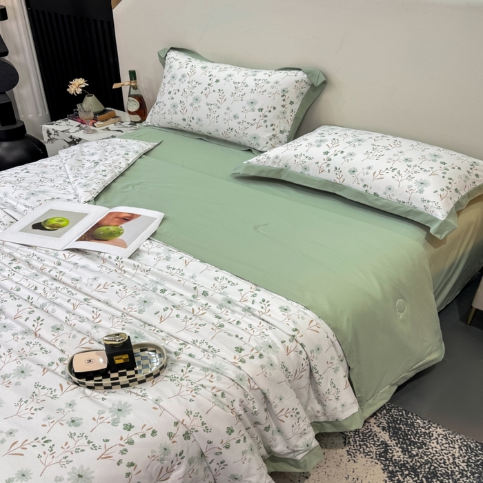 91家纺网 家纺一手货源 找家纺 新款凉感天丝棉夏被夏凉被空调被夏被四件套系列 新芽儿