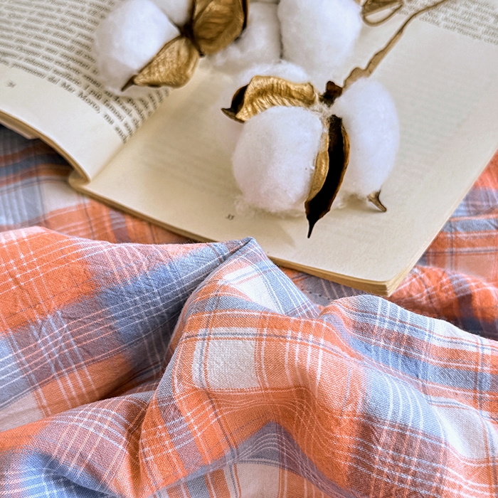 91家纺网 家纺一手货源 找家纺 家贝爱 2026新款全棉色织新疆棉花夏被夏凉被空调被 蓝橙格