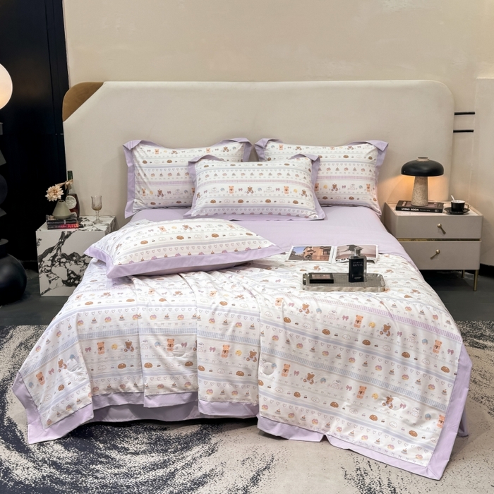 91家纺网 家纺一手货源 找家纺 新款凉感天丝棉夏被夏凉被空调被夏被四件套系列 熊聚会