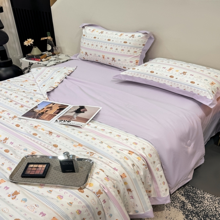 91家纺网 家纺一手货源 找家纺 新款凉感天丝棉夏被夏凉被空调被夏被四件套系列 熊聚会