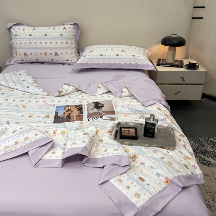 91家纺网 家纺一手货源 找家纺 新款凉感天丝棉夏被夏凉被空调被夏被四件套系列 熊聚会