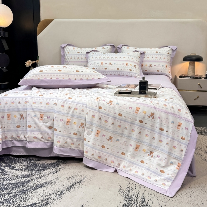 91家纺网 家纺一手货源 找家纺 新款凉感天丝棉夏被夏凉被空调被夏被四件套系列 熊聚会