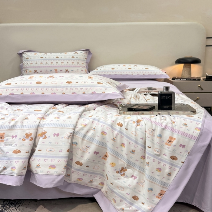 91家纺网 家纺一手货源 找家纺 新款凉感天丝棉夏被夏凉被空调被夏被四件套系列 熊聚会