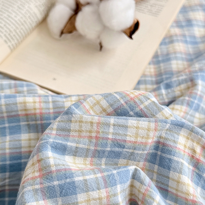 91家纺网 家纺一手货源 找家纺 家贝爱 2026新款全棉色织新疆棉花夏被夏凉被空调被 蓝黄格