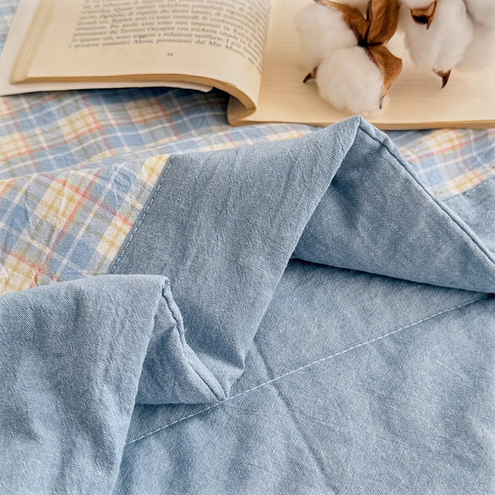 91家纺网 家纺一手货源 找家纺 家贝爱 2026新款全棉色织新疆棉花夏被夏凉被空调被 蓝黄格