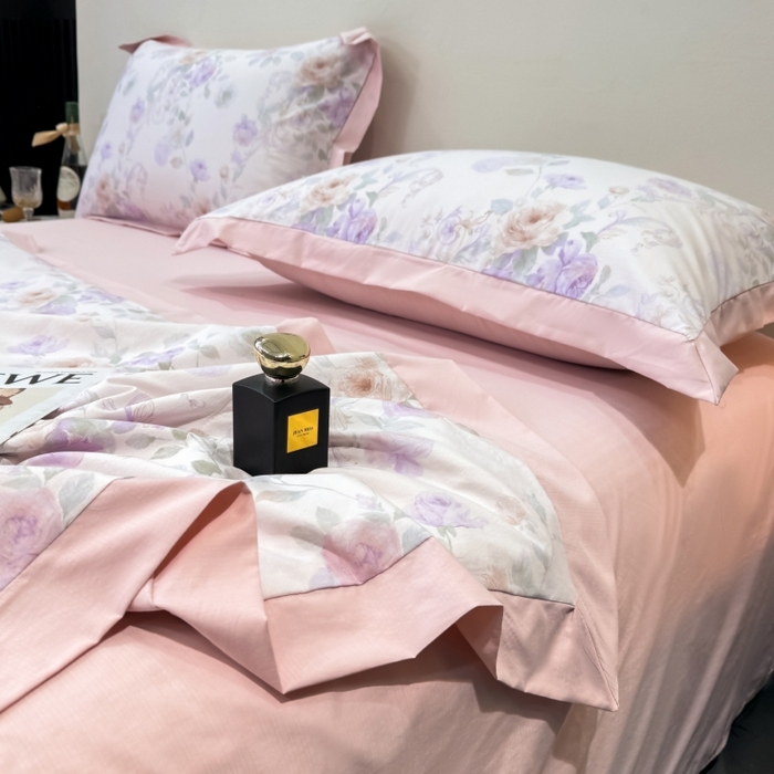 91家纺网 家纺一手货源 找家纺 新款凉感天丝棉夏被夏凉被空调被夏被四件套系列 伊莉莎（粉）