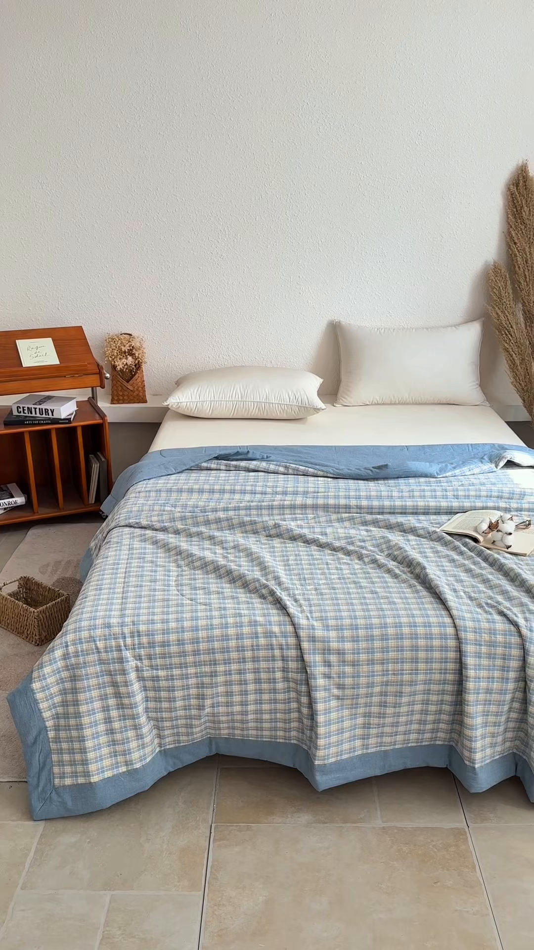 91家纺网 家纺一手货源 找家纺 家贝爱 2026新款全棉色织新疆棉花夏被夏凉被空调被 蓝黄格