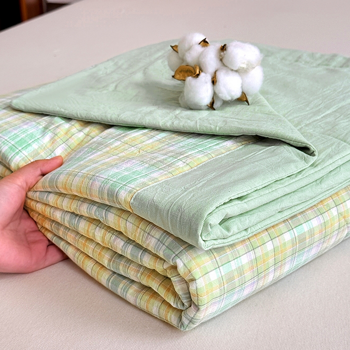 91家纺网 家纺一手货源 找家纺 家贝爱 2026新款全棉色织新疆棉花夏被夏凉被空调被 马卡绿格