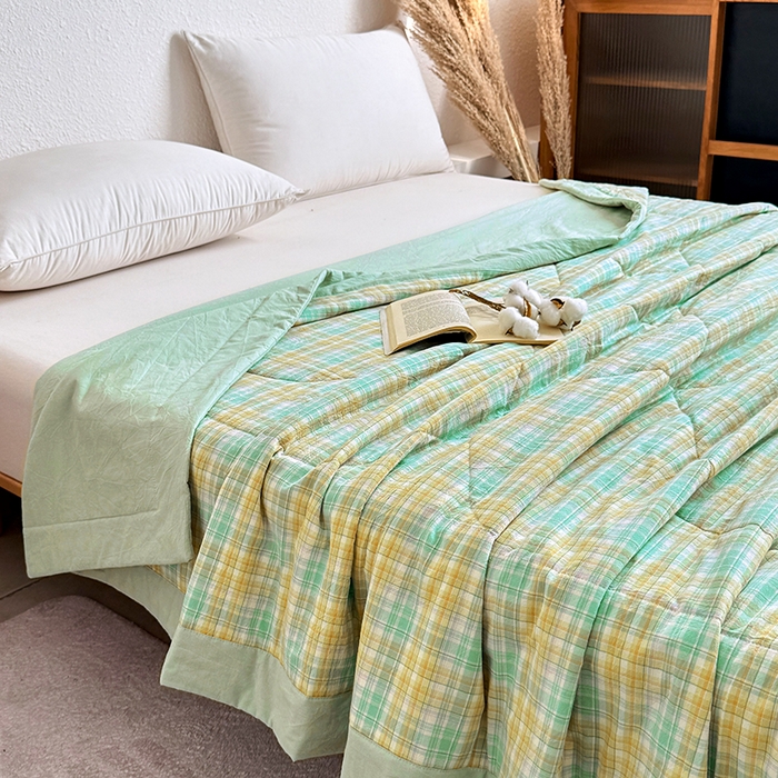 91家纺网 家纺一手货源 找家纺 家贝爱 2026新款全棉色织新疆棉花夏被夏凉被空调被 马卡绿格