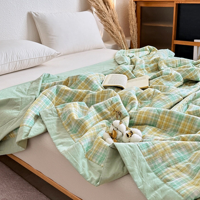 91家纺网 家纺一手货源 找家纺 家贝爱 2026新款全棉色织新疆棉花夏被夏凉被空调被 马卡绿格