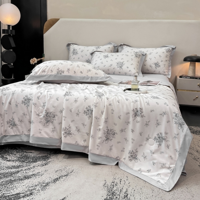91家纺网 家纺一手货源 找家纺 新款凉感天丝棉夏被夏凉被空调被夏被四件套系列 云涧灰