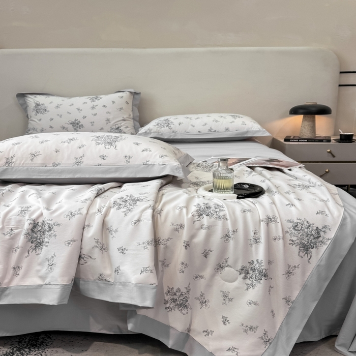 91家纺网 家纺一手货源 找家纺 新款凉感天丝棉夏被夏凉被空调被夏被四件套系列 云涧灰