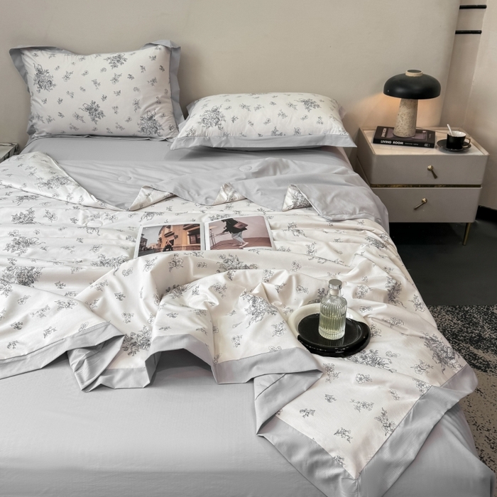 91家纺网 家纺一手货源 找家纺 新款凉感天丝棉夏被夏凉被空调被夏被四件套系列 云涧灰