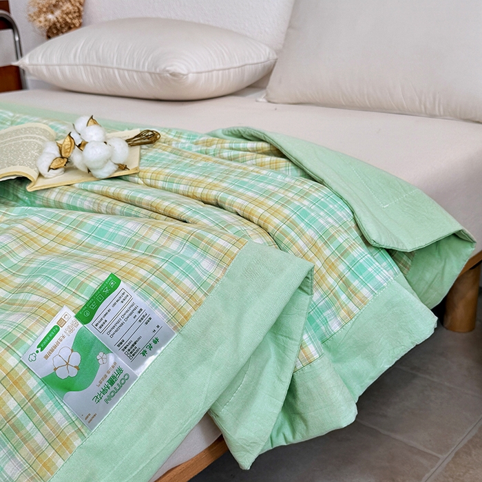 91家纺网 家纺一手货源 找家纺 家贝爱 2026新款全棉色织新疆棉花夏被夏凉被空调被 马卡绿格