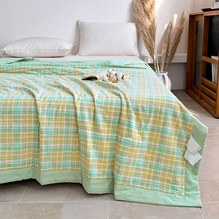 91家纺网 家纺一手货源 找家纺 家贝爱 2026新款全棉色织新疆棉花夏被夏凉被空调被 马卡绿格