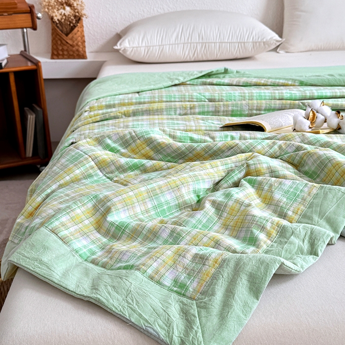 91家纺网 家纺一手货源 找家纺 家贝爱 2026新款全棉色织新疆棉花夏被夏凉被空调被 马卡绿格