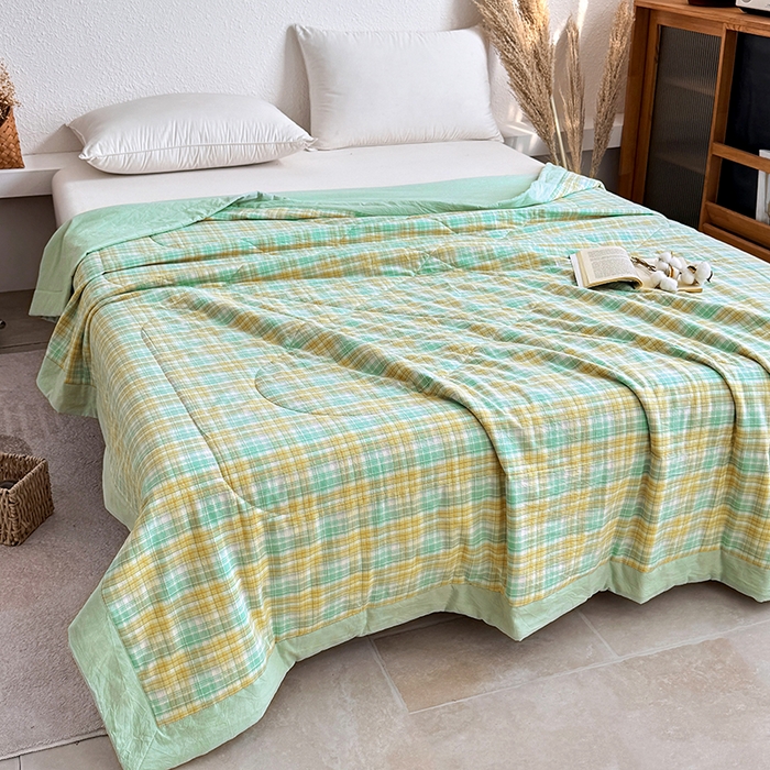 91家纺网 家纺一手货源 找家纺 家贝爱 2026新款全棉色织新疆棉花夏被夏凉被空调被 马卡绿格