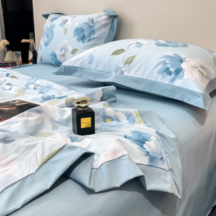 91家纺网 家纺一手货源 找家纺 新款凉感天丝棉夏被夏凉被空调被夏被四件套系列 云兮蓝