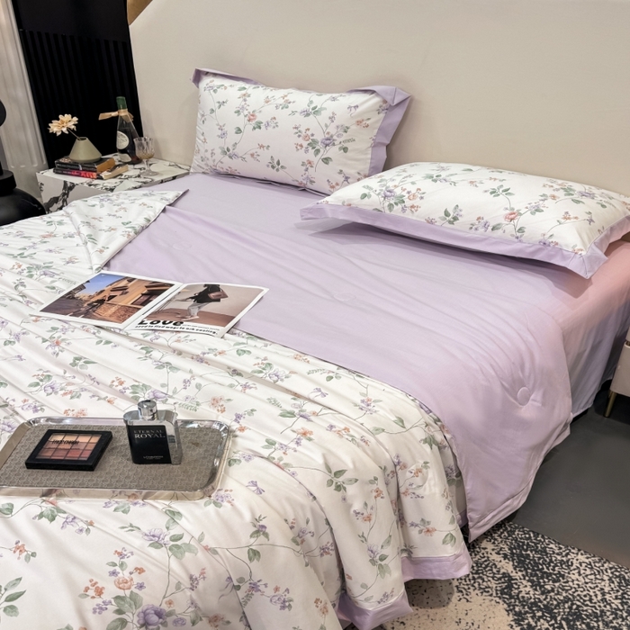 91家纺网 家纺一手货源 找家纺 新款凉感天丝棉夏被夏凉被空调被夏被四件套系列 醉花间