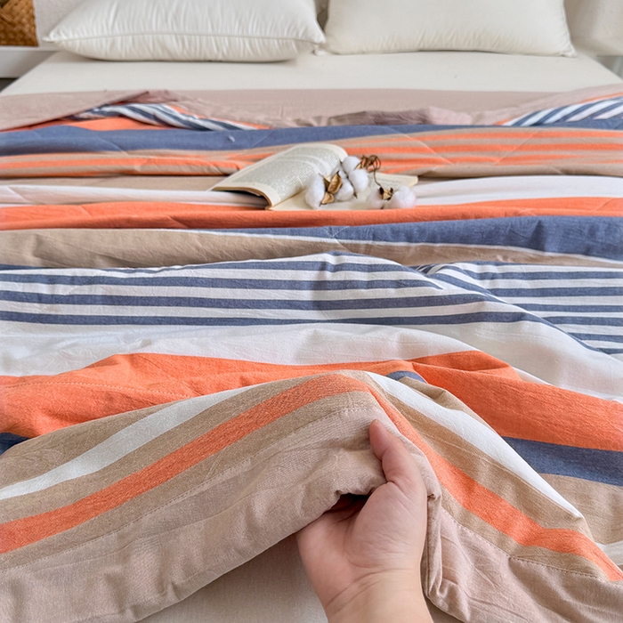 91家纺网 家纺一手货源 找家纺 家贝爱 2026新款全棉色织新疆棉花夏被夏凉被空调被 时尚桔