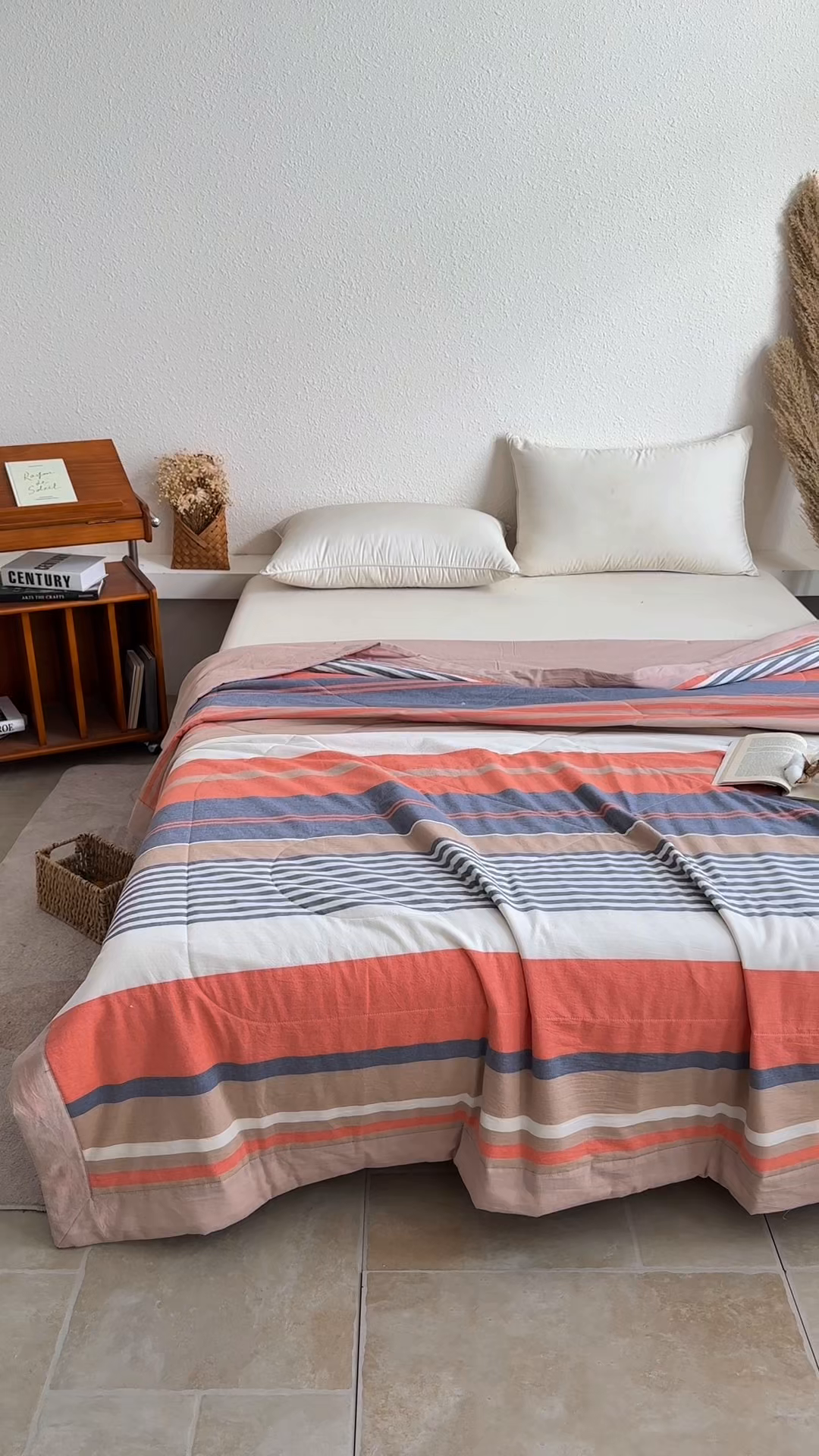 91家纺网 家纺一手货源 找家纺 家贝爱 2026新款全棉色织新疆棉花夏被夏凉被空调被 时尚桔