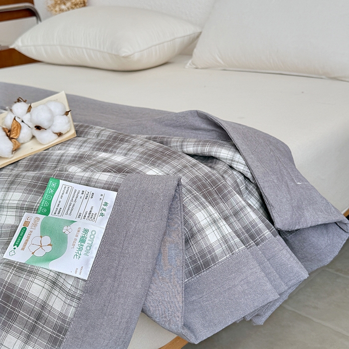 91家纺网 家纺一手货源 找家纺 家贝爱 2026新款全棉色织新疆棉花夏被夏凉被空调被 雾莲格