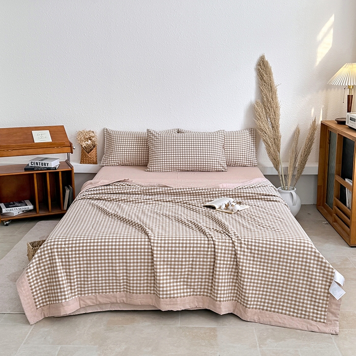 91家纺网 家纺一手货源 找家纺 家贝爱 2026新款全棉色织新疆棉花夏被夏凉被空调被 小咖格