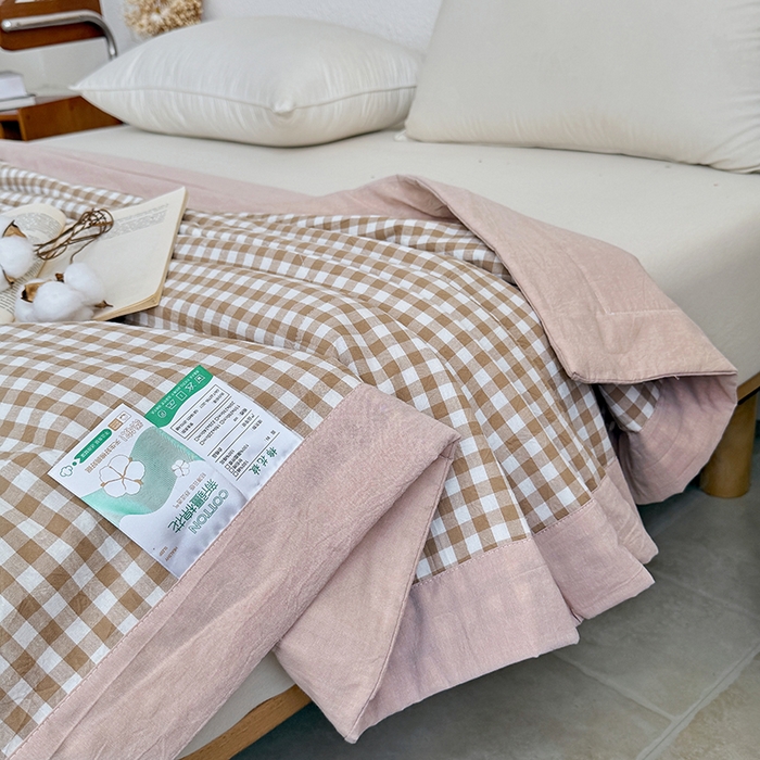 91家纺网 家纺一手货源 找家纺 家贝爱 2026新款全棉色织新疆棉花夏被夏凉被空调被 小咖格