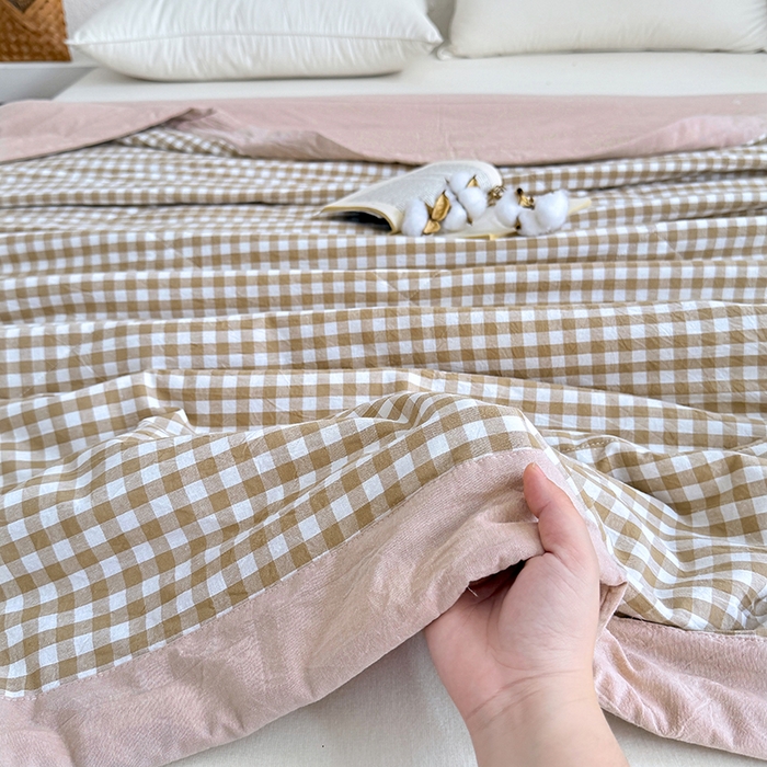 91家纺网 家纺一手货源 找家纺 家贝爱 2026新款全棉色织新疆棉花夏被夏凉被空调被 小咖格