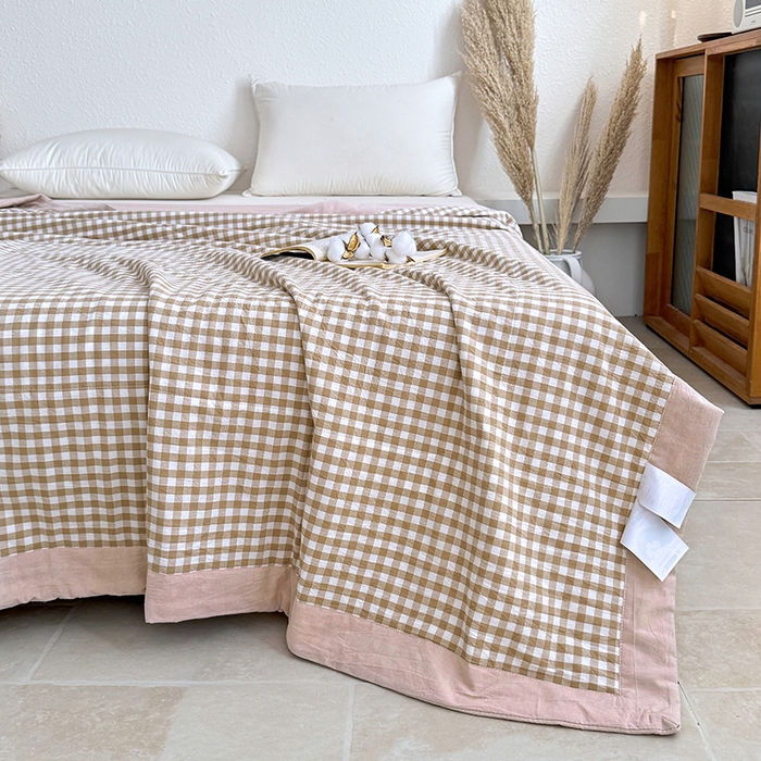 91家纺网 家纺一手货源 找家纺 家贝爱 2026新款全棉色织新疆棉花夏被夏凉被空调被 小咖格