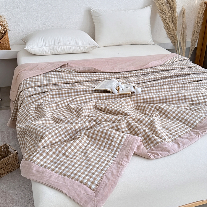 91家纺网 家纺一手货源 找家纺 家贝爱 2026新款全棉色织新疆棉花夏被夏凉被空调被 小咖格