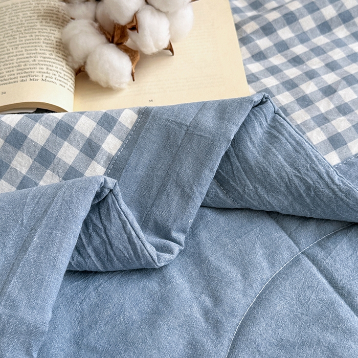 91家纺网 家纺一手货源 找家纺 家贝爱 2026新款全棉色织新疆棉花夏被夏凉被空调被 小蓝格